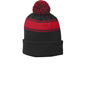 Sport-Tek Novi Stripe Pom Pom Beanie