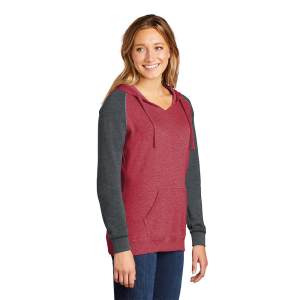 District Novi Womens Lightweight Fleece Raglan Hoodie