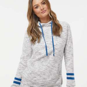 J. America Newburgh Women’s Fleece Striped-Sleeve Hoodie (2 Colors)